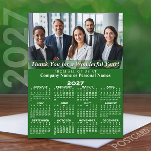 2027 Kalender Bedankt voor een geweldig jaar Groen Feestdagenkaart