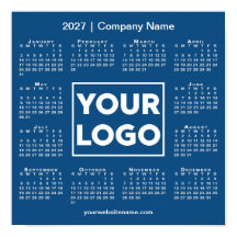 2027 Kalender Bedrijfslogo en naam Blauw