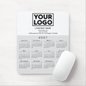 2027 Kalender Bedrijfslogo Tekst Grijs Wit Muismat (Met muis)
