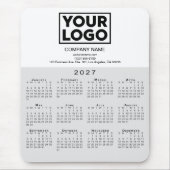 2027 Kalender Bedrijfslogo Tekst Grijs Wit Muismat (Voorkant)