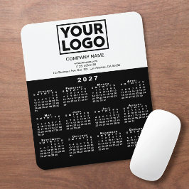 2027 Kalender Bedrijfslogo Tekst Zwart Wit Muismat