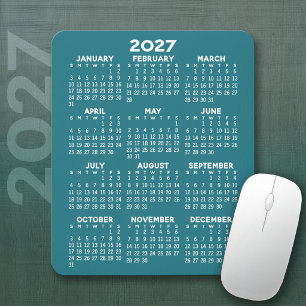 2027 Kalender - blauwe achtergrond - Verticaal Muismat