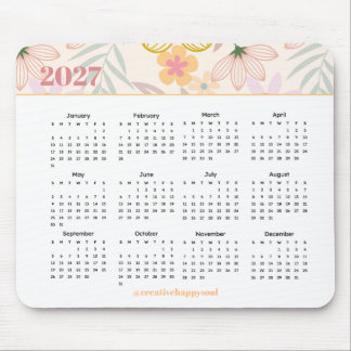 2027 kalender bloem eenvoudig modern jaarlijks bur muismat