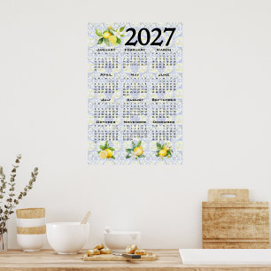 2027 Kalender Citroenen Italiaanse Mediterrane Teg Poster