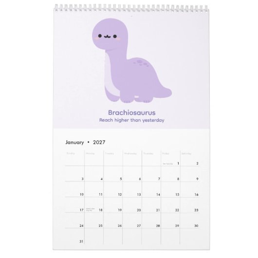 2027 Kalender Dinosaurus (Jan 2027)