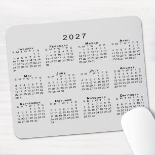 2027 Kalender Eenvoudig Grijs en Zwart Muismat
