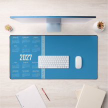 2027 Kalender, Griekse Fret, Cosmic Latte op Blauw