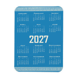 2027 Kalender, Griekse Fret, Cosmic Latte op Blauw Magneet
