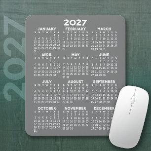 2027 Kalender - grijze achtergrond - Verticaal Muismat