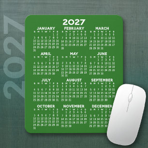 2027 Kalender - groene achtergrond - Verticaal Muismat