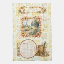 2027 Kalender Handdoek Langs een Landelijke Laan