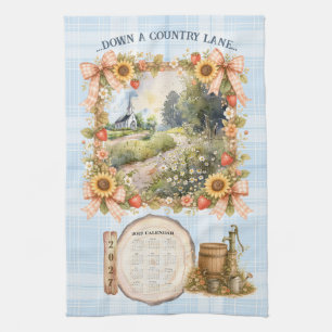 2027 Kalender Handdoek Langs een Landelijke Laan