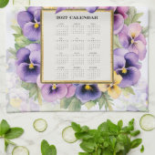 2027 Kalender Handdoek Pansy Viooltjes (Gevouwen)