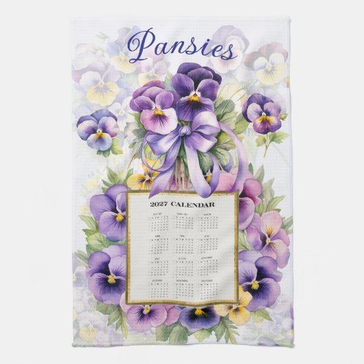 2027 Kalender Handdoek Pansy Viooltjes (Verticaal)