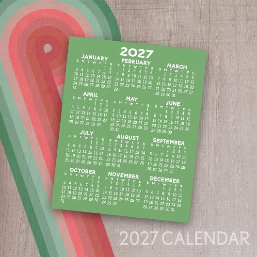 2027 Kalender - Hele Jaar Basis - Plat Vellen Papi