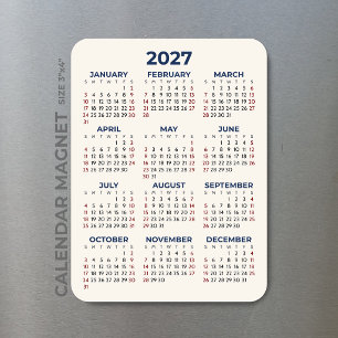 2027 Kalender Hele Jaar Uw Kleuren Mini Magneet