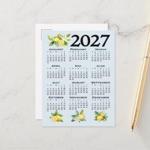 2027 Kalender Italiaanse stijl citroenen blauwe ac Briefkaart