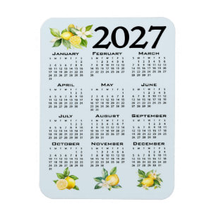 2027 Kalender Italiaanse stijl citroenen blauwe ac Magneet