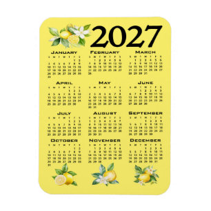 2027 Kalender Italiaanse Stijl Citroenen Geel Magneet