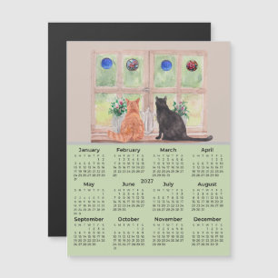 2027 Kalender Katten in de Raam Kalender Magneet