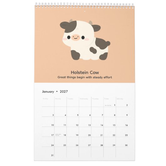 2027 Kalender Koe (Jan 2027)