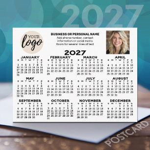 2027 Kalender - logo foto bedrijf contact wit Briefkaart