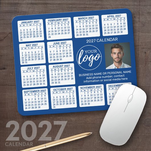 2027 Kalender - logo, foto bedrijf Muismat