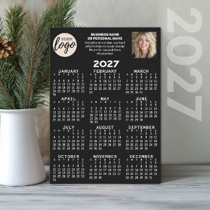 2027 Kalender - logo, foto, bedrijf - zwart Feestdagenkaart