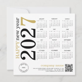 2027 Kalender Logo QR Code Gelukkig Nieuwjaar Feestdagenkaart