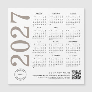2027 Kalender Logo QR Code Neutraal Taupe Zakelijk