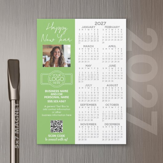 2027 Kalender MAGNEET - logo, QR-code, Foto Plus