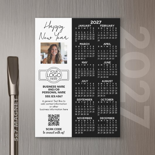 2027 Kalender MAGNEET - logo, QR-code, Foto Plus