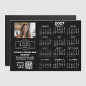 2027 Kalender MAGNEET - logo, QR-code, Foto ZWART (Voorkant / Achterkant)
