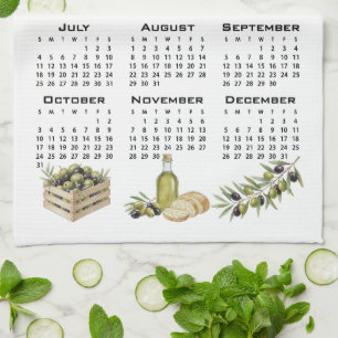 2027 Kalender, Mediterrane Olijven, Wit Theedoek