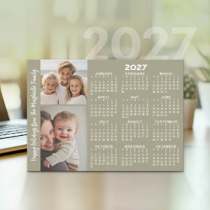 2027 Kalender met 2 Foto Collage - Neutraal Feestdagenkaart