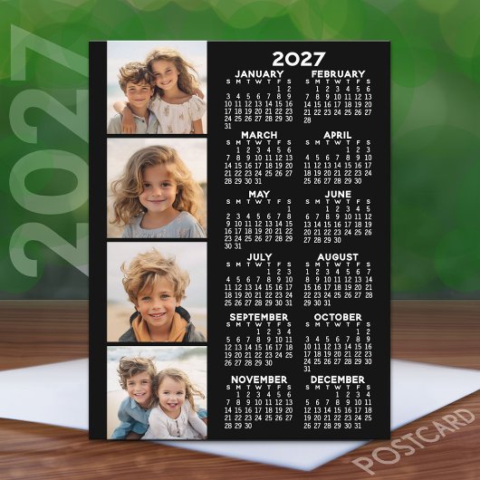 2027 Kalender met 4 foto collage Briefkaart
