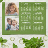 2027 Kalender met 4 Foto Collage - Groen Theedoek (Gevouwen)