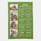 2027 Kalender met 4 Foto Collage - Groen Theedoek (Verticaal)