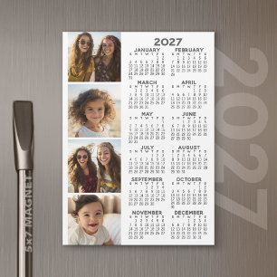 2027 Kalender met 4 Foto Collage Magnetische Kaart
