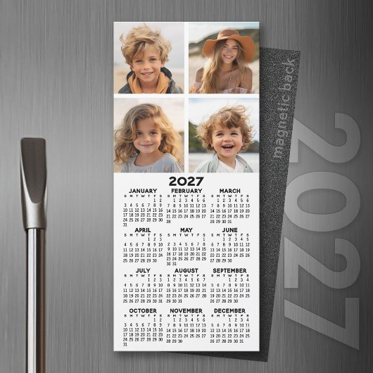 2027 Kalender met 4 Foto Collage - Moderne Magneet