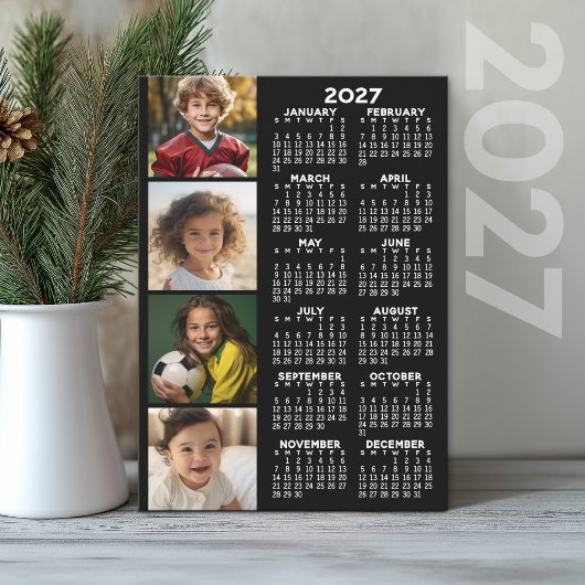 2027 Kalender met 4 Foto Collage op Kaart