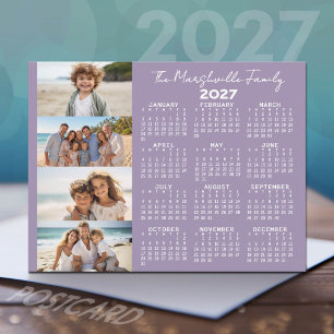 2027 Kalender met 4 foto's en scripttekst Feestdagenkaart