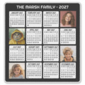 2027 Kalender met 4 foto's Sticker (Voorkant)