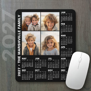 2027 Kalender met 4 Foto's - Zwart Muismat