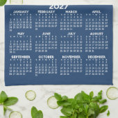 2027 Kalender met 6 foto collage - Blauw Theedoek (Gevouwen)