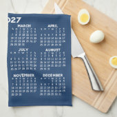 2027 Kalender met 6 foto collage - Blauw Theedoek (Quarter Fold)