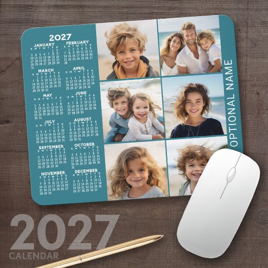 2027 Kalender met 6 foto collage Muismat