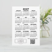 2027 Kalender met bedrijfslogo en QR-code Feestdagenkaart (Staand voorkant)