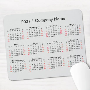 2027 Kalender met bedrijfsnaam Lichtgrijs Muismat