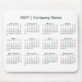 2027 Kalender met Bedrijfsnaam Wit Muismat (Voorkant)